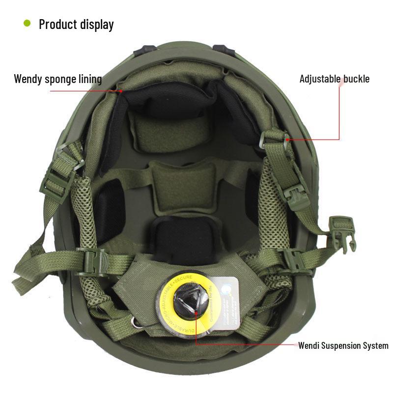 FAST Fiberglass Helmet with Wendy Suspension and Thickened Sponge Liner - 1.5kg Anti-Riot, Anti-Smash Tactical Training Helmet