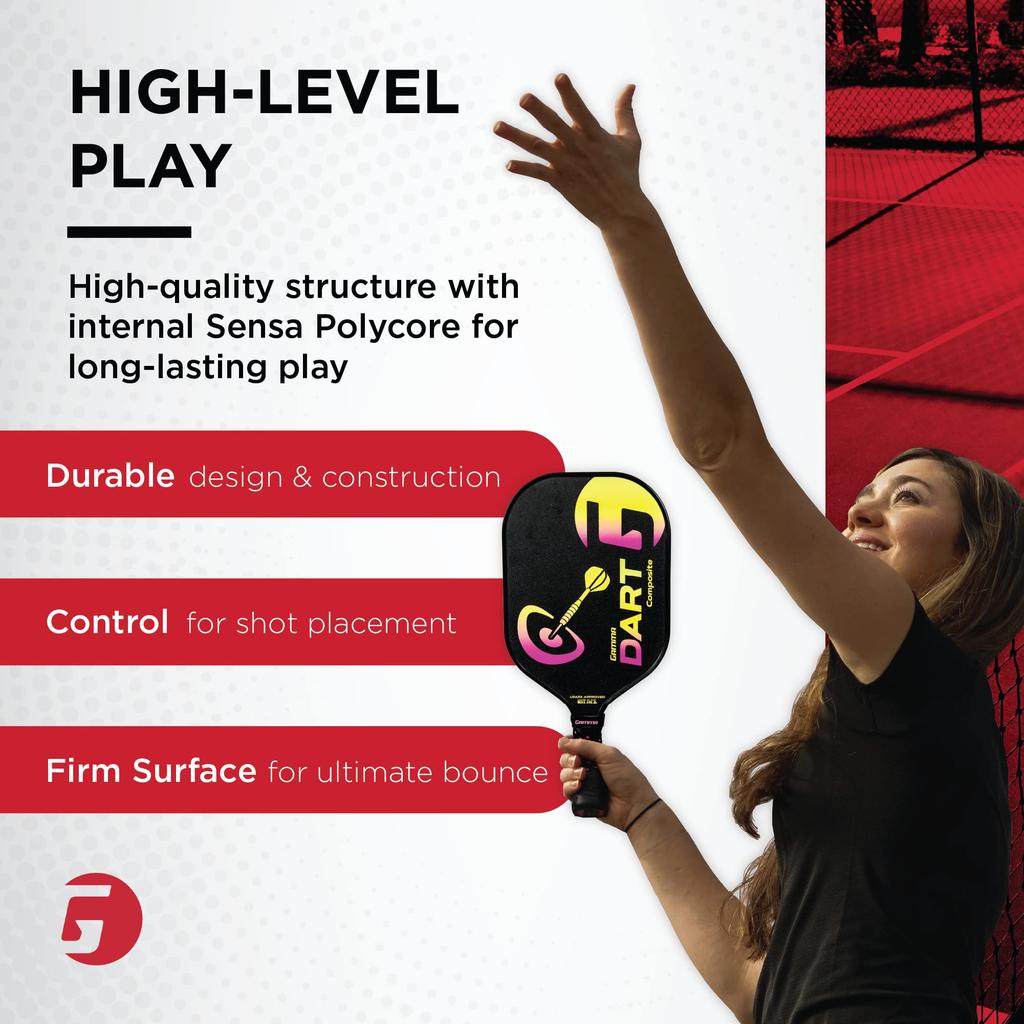 GAMMA Dart Composite Pickleball Pickleball Paddle for Indoor Outdoor USAPA Adult Paddle & Play, Approved, & Kids, Black/Yellow
