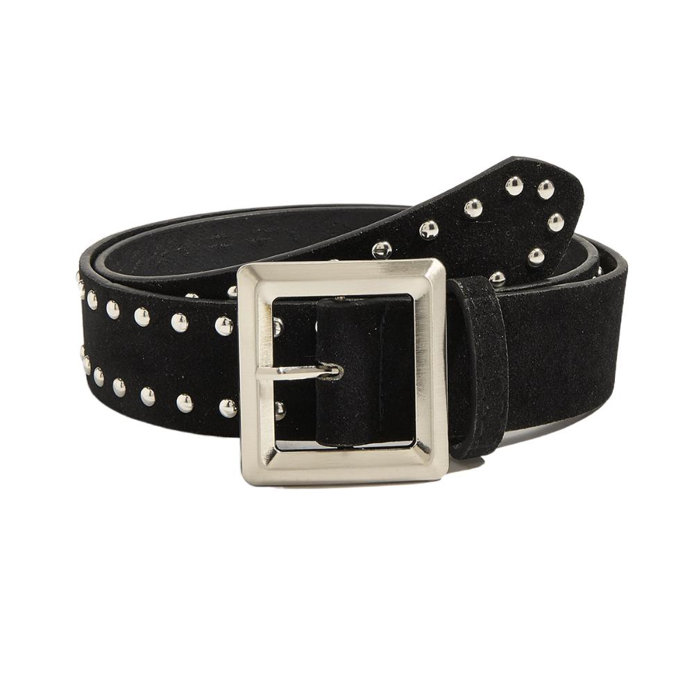 

Luxury Design PU Leather Belt Retro Buckle Waist Belt Trendy Suede Rivet Belt For Women чорний