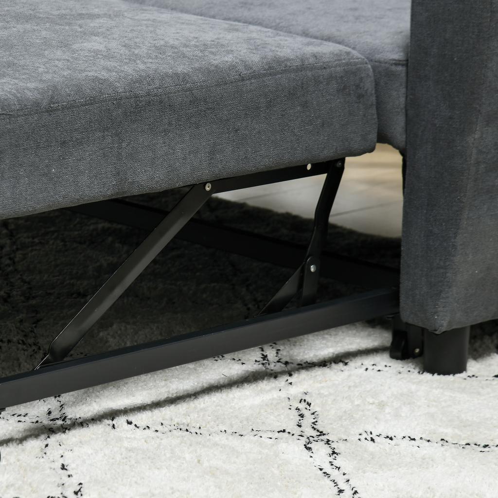 Clic Clac Sofa Bed with Backrest Adjustable On 3 Levels, In Velvet-Effect Fabric, 148x87x88 Cm, Grey