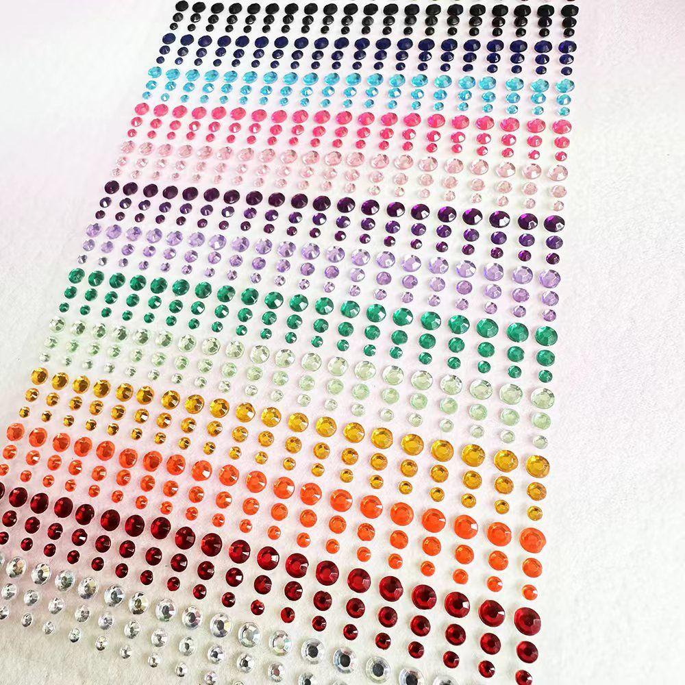 900Pcs Round Face Glitter Gem Stickers Self-Adhesive Crystal Rhinestones Stickers Festival