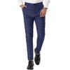 Men's Dress Plaid Slim Fit Flat Front Business Pants With Pockets