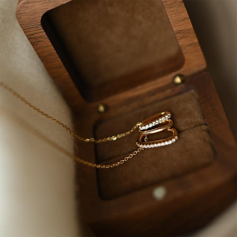 S925 Sterling Silver Plated 18K Gold Inlaid Zircon Light Luxury High-quality Necklace Pendant for Women's Clavicle Chain