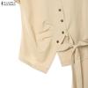 ZANZEA Women Short Sleeve Blouse and Long Pants Casual Two Piece Suit Sets
