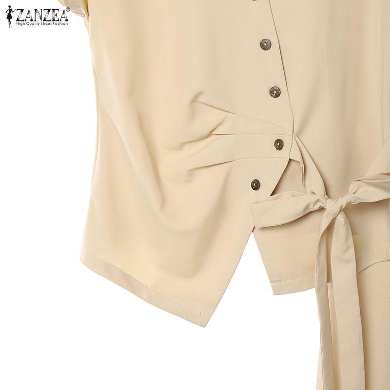 ZANZEA Women Short Sleeve Blouse and Long Pants Casual Two Piece Suit Sets