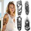 3pcs Temporary Tattoo Black And Grey Realism Buddha Statue And Temple Knight And Sword For Men Women Adults
