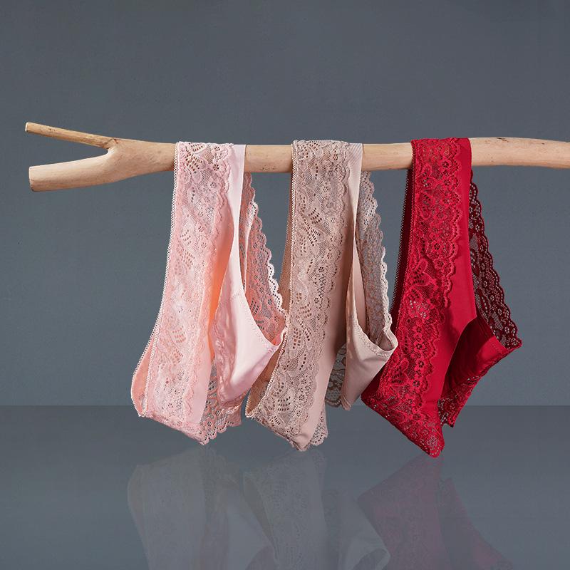 Sexy Panties Women Lace Low-waist Briefs Female Comfortable Underwear Floral Solid Lingerie Underpants M-XL Girls Panty