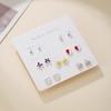 YANG&RH Fashion OL Pearl Heart-shaped Stud Earring Set E0111-1 Oil-Drip Metal Earrings Studs Niche and High-End