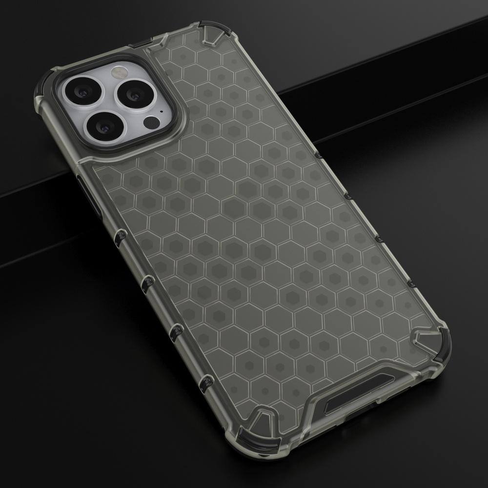 Rugged Honeycomb Case with Gel Frame for iPhone 13 Pro Max - Black