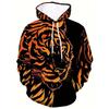 Child 3D Tiger Graphic Hoodie, Active Slightly Stretch Breathable Hooded Sweatshirt For Outdoor Autumn and Spring Fashion