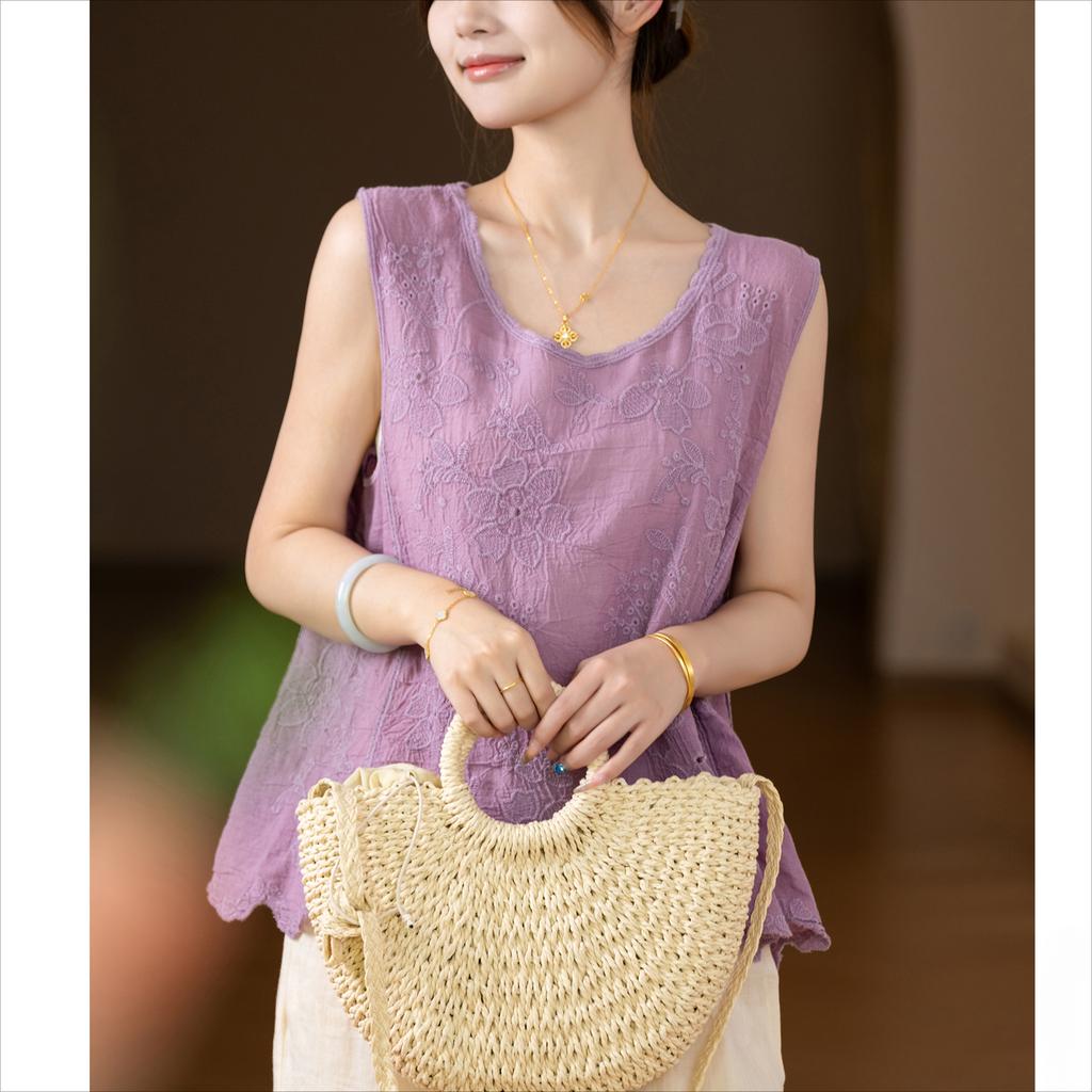 DIMANAF 2025 New Summer Vest T-Shirt Women Basic Sleeveless Style White Tops Loose T-Shirt