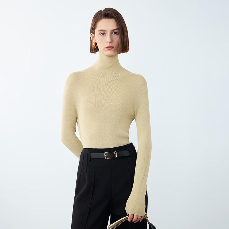 LANCY Pure Wool High-Neck Knit Sweater