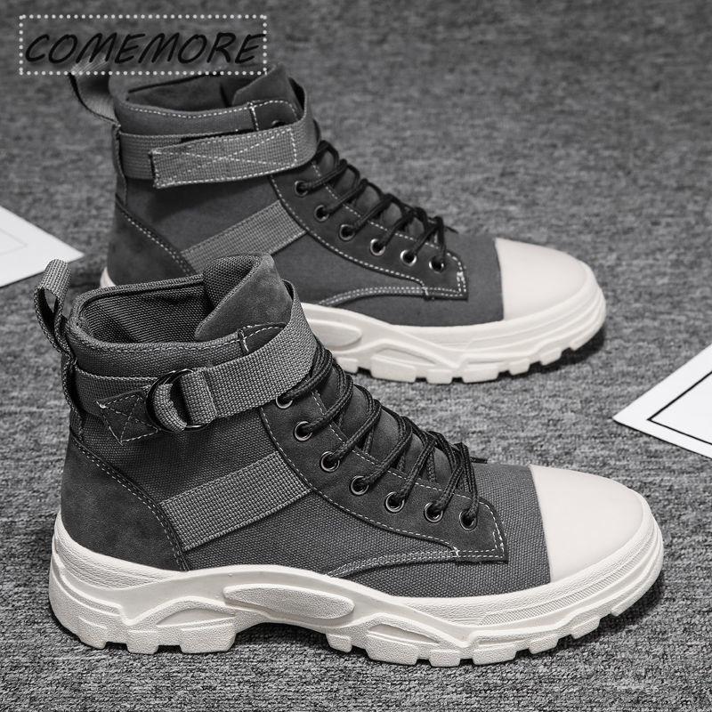 Men Motorcycle Canvas Ankle Boots Spring Autumn Casual Shoes Career Speed Boot Fashion Large Size 39-44 Men's Breathable Outdoor