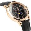 Salvatore Marra Moon Phase 5 ATM Water Leather Limited Black or Pink Men's Multi-Calendar Watch, Resistant, Strap, Edition, Gold, SM21106-PGBK