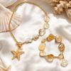 Ocean Inspired Shell Starfish Pearl Chunky Necklace Bracelet Boho Creative Charms Waterproof Summer Beach Gift Set