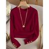 Women Knitted Long Sleeve T-Shirt Soft Basic Knit Top
