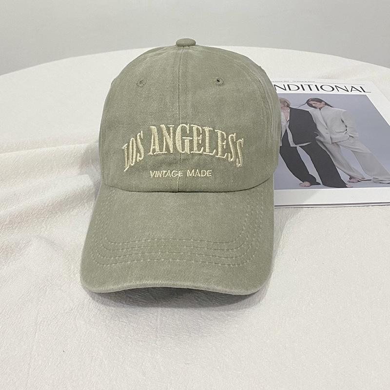 Retro gray baseball hat women's summer washed big head circumference tide autumn and winter showing face small peaked cap