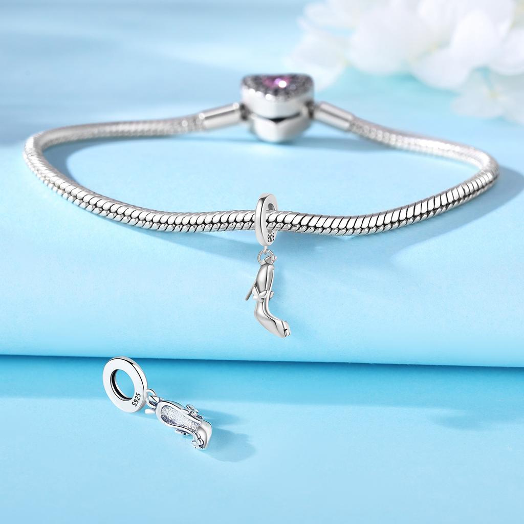 Beads Copper Charms Original Crystal High-Heeled Shoe Pendant Beads Fit Bracelet Jewelry Diy Women Gift Accessory