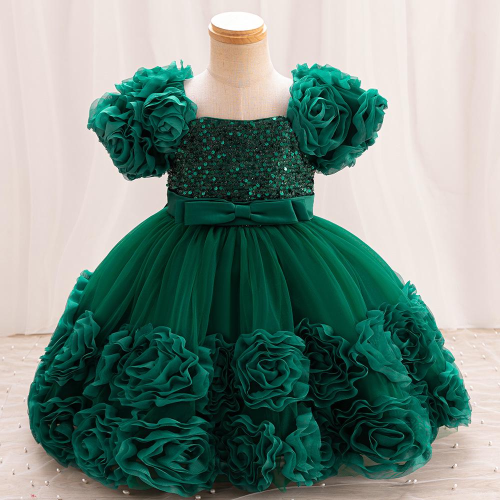 

Платье принцессы из пышного тюля в европейском и американском стиле для дней рождения, вечеров, свадеб и выступлений 90cm зелёный