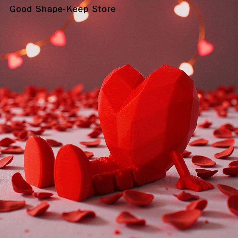 Jointed Miniature Valentine's Day Heart Figurine, Perfect Valentine Party Décor for Home, Creative Love Gift for 2026