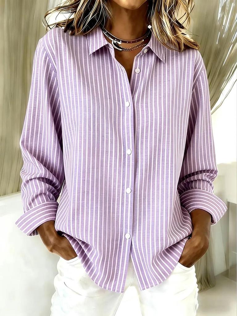 2025 Women's Elegant Plaid Long-Sleeve Shirt - Summer Trend