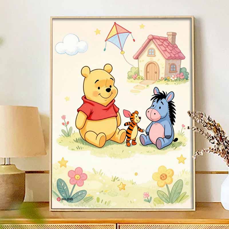 Disney Diamond Painting Kit Unframed, Winnie the Pooh Friends, Classic Style Home Decor Craft, Perfect Gift Idea