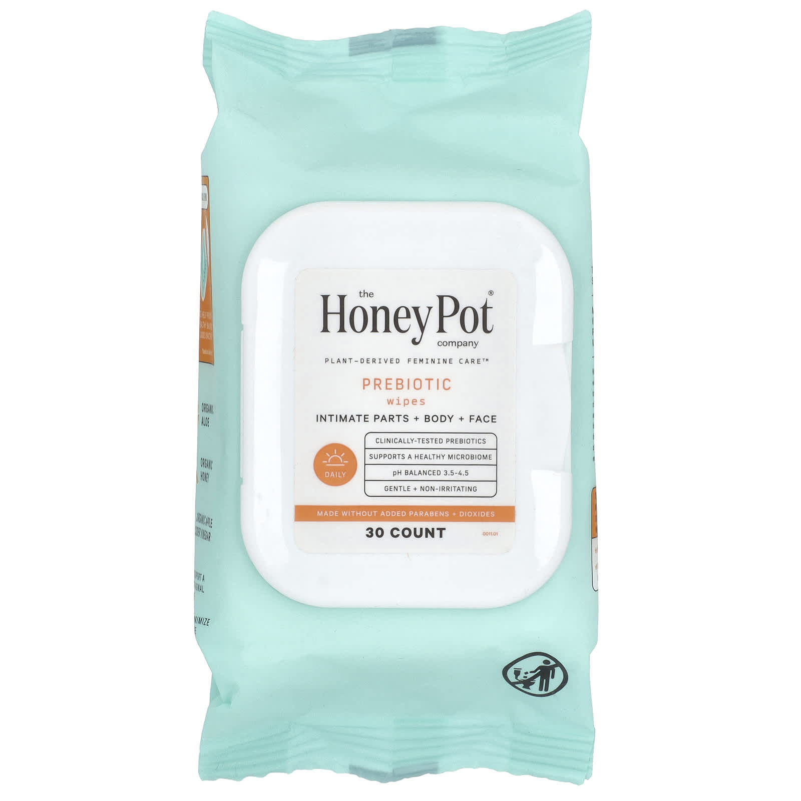 

The Honey Pot Company, пребіотичні серветки, 30 аркушів