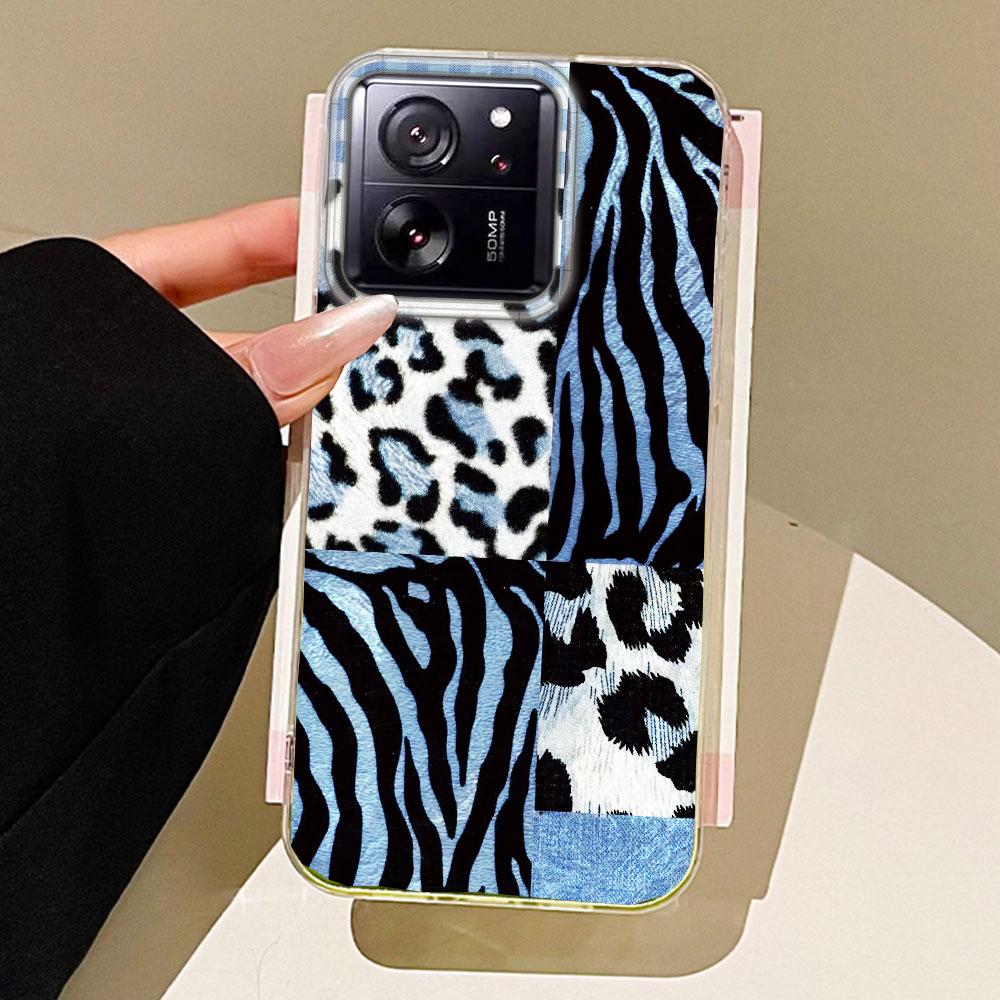 Vintage Blue Leopard Print Phone Case for Xiaomi 13T 14T 11 Lite NE Poco X5 M6 Pro X6 X7 X3 Pro NFC C65 C61 M5S Women Girl Cover