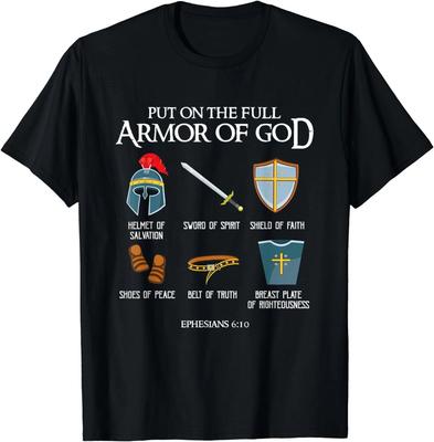 Men's and Women's T-shirts NEW Put On The Full Armor Of God Christian Bible Verse Ephesians T-Shirt S-3XL