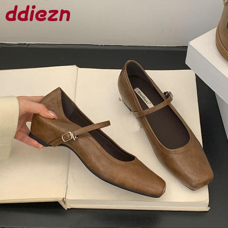 Fashion Female Shallow Ladies Mary Janes Flats Shoes Spring Summer Fashion Buckle Strap Women Shoes With Height Increasing Footwear