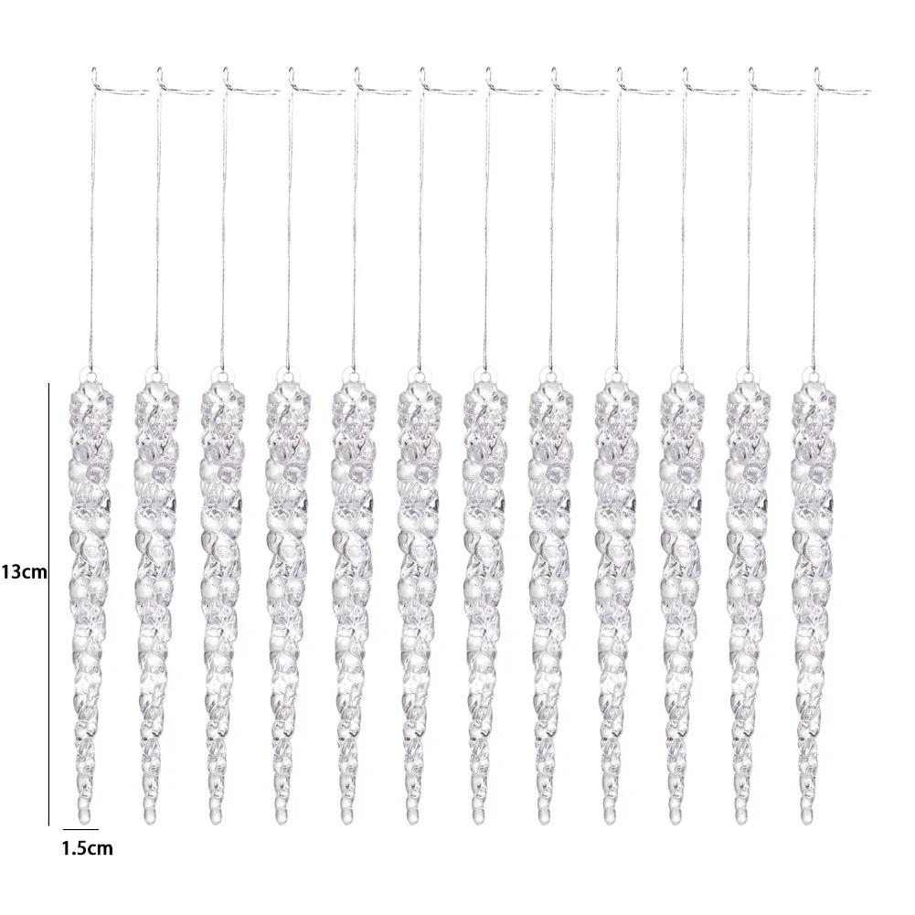 Acrylic Hanging Icicles Drop Ornament Set 24 Pieces Transparent Decorations for Christmas Tree and Seasonal Parties