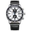 Seria Eco-Drive Wodoodporność 100 Metrów Kwarcowy Napęd Słoneczny Skórzany Pasek 44mm Zegarek Męski Biała Tarcza CA0880-07A
