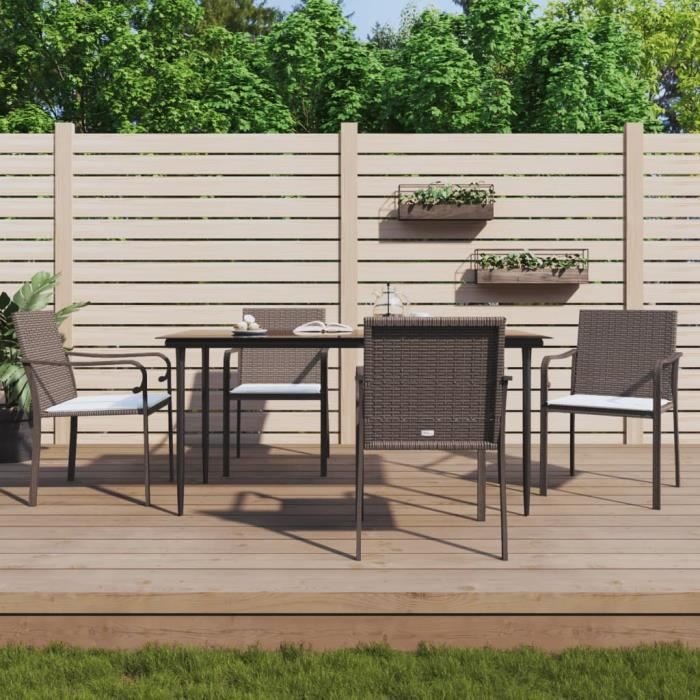 VidaXL Chaises de jardin et coussins lot de 4 marron 56x59x84 cm rotin 3187073