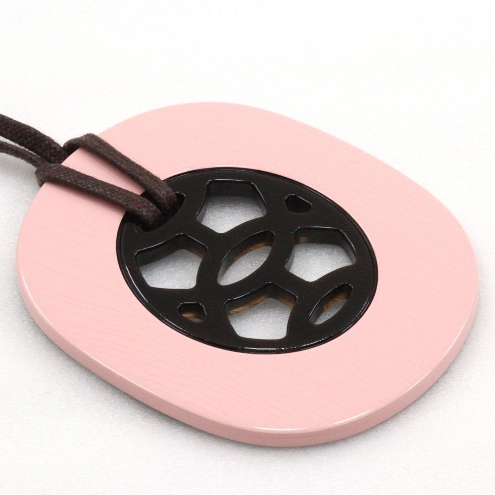 Hermes Lift GM Necklace Pink/Brown Buffalo Horn 16g Women Used