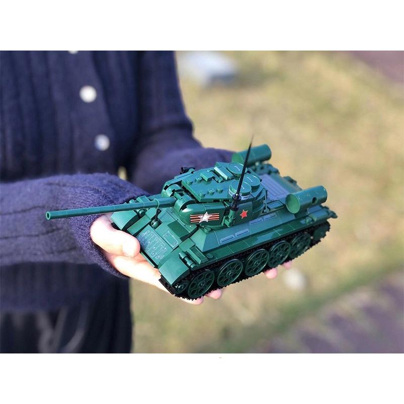 Military Series WWII Soviet T34/85 Medium Tank Soldier Weapon Accessories DIY Model Building Blocks Bricks Toys Gifts