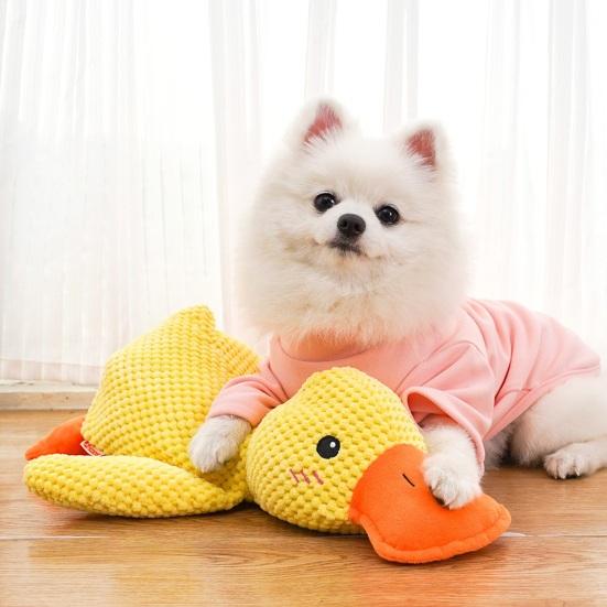 Uklidňující kachna Hračka pro psa Quack-Quack Kachna Plyšová hračka pískací kachna Interaktivní Žvýkací hračka Žvýkací štěně Žlutá kachna
