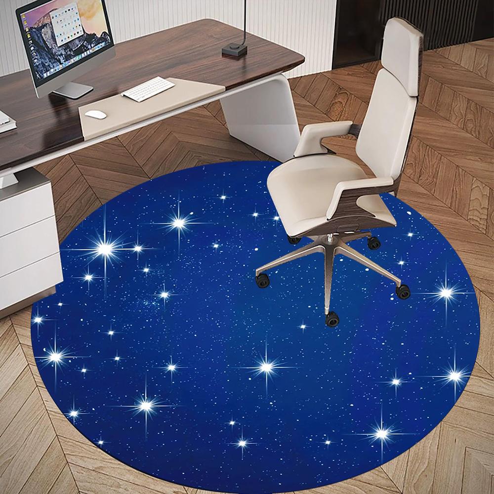 1pc Starry Sky Round Chair Mat Area Rug - Non-Slip, Floor Mat for Office, Bedroom, Home Decor Christmas Gift P0811314