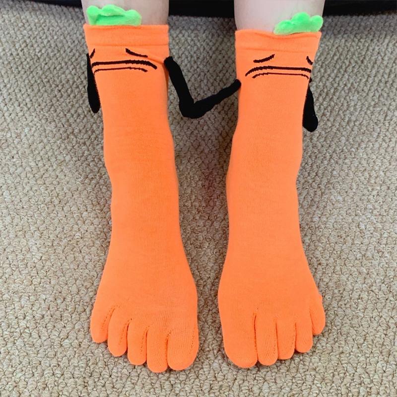 Cute Cartoon Socks Women And Men Five-Toed Socks Casual Daily Mid-Calf Socks