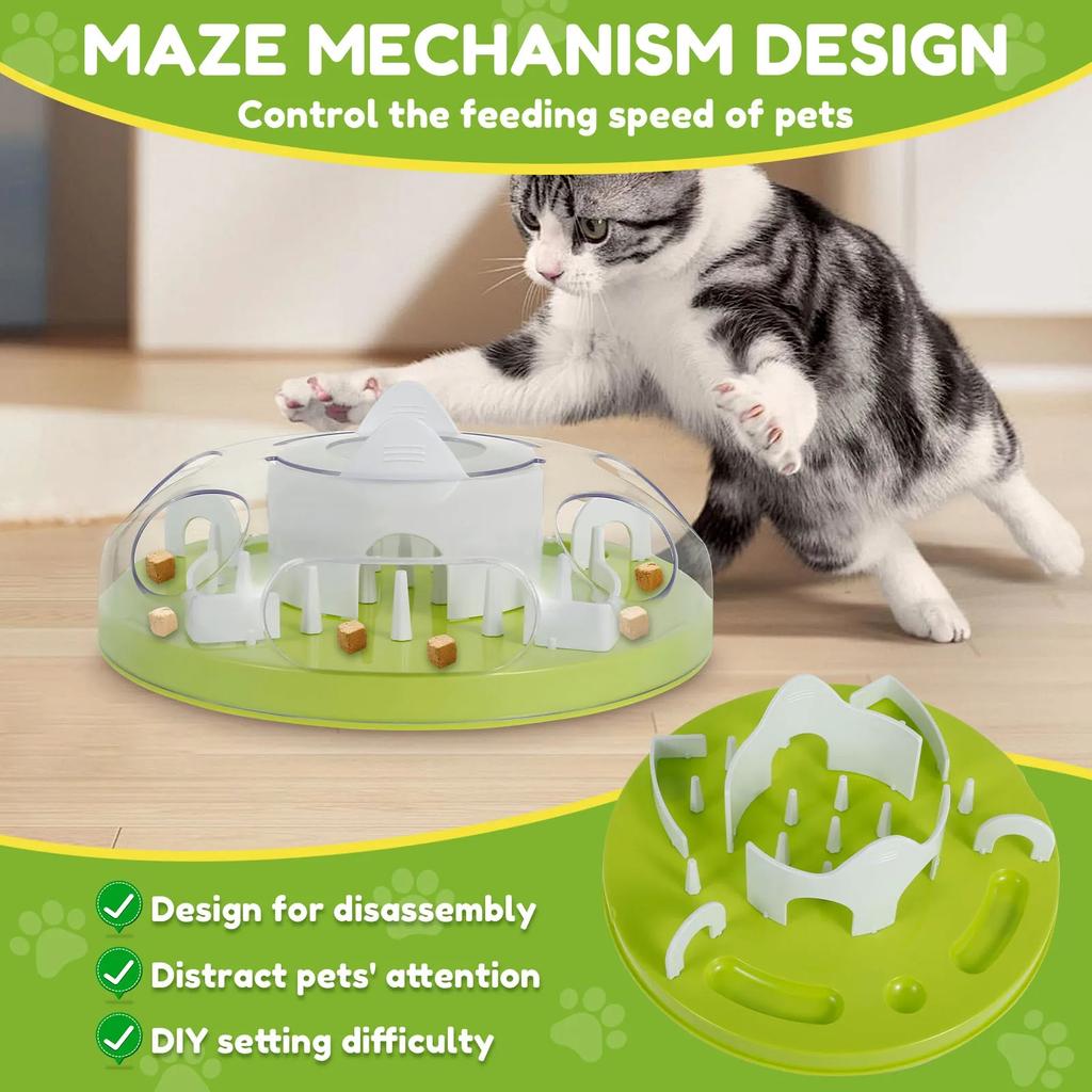 Slow Feeder Easy to Clean Gradual Feeding Pet Feeder Promoting Digestion for Pet, Slow Food Bowl ABS Interactive Anti Slip Pet