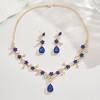Elegantes Florales Kristall Halskette Ohrring Set Damen Vergoldete Legierung Schmuck Hochzeitsparty Abendkleid