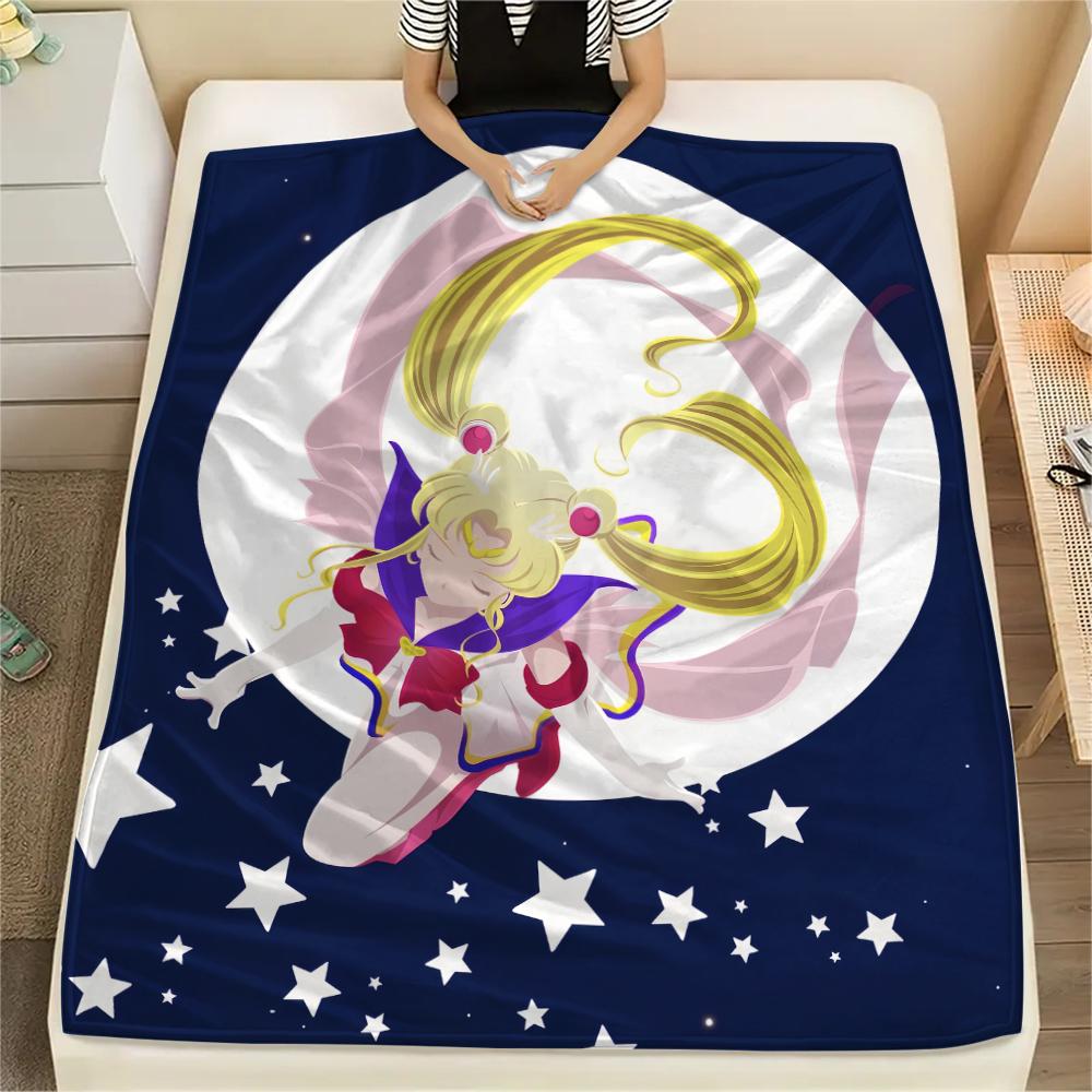 Sailor Moon Sailor Moon pattern Flannel Blanket, High quality Comfortable for All Seasons, Home Decor, Warmth and Comfort, Perfect for Gifts.