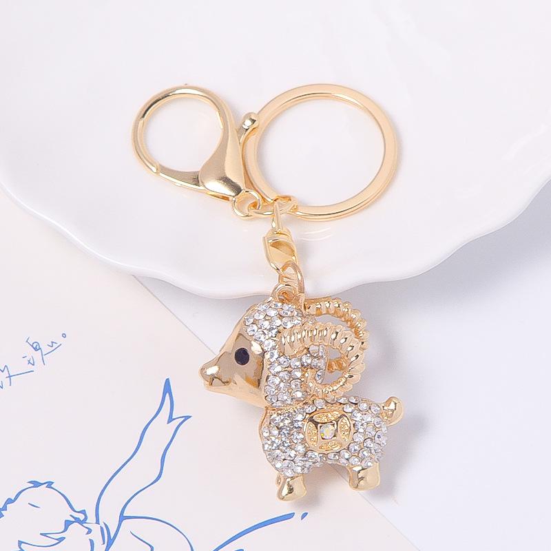 Colorful Rhinestone 3D Tiger Keychain and Metal Backpack Accessory