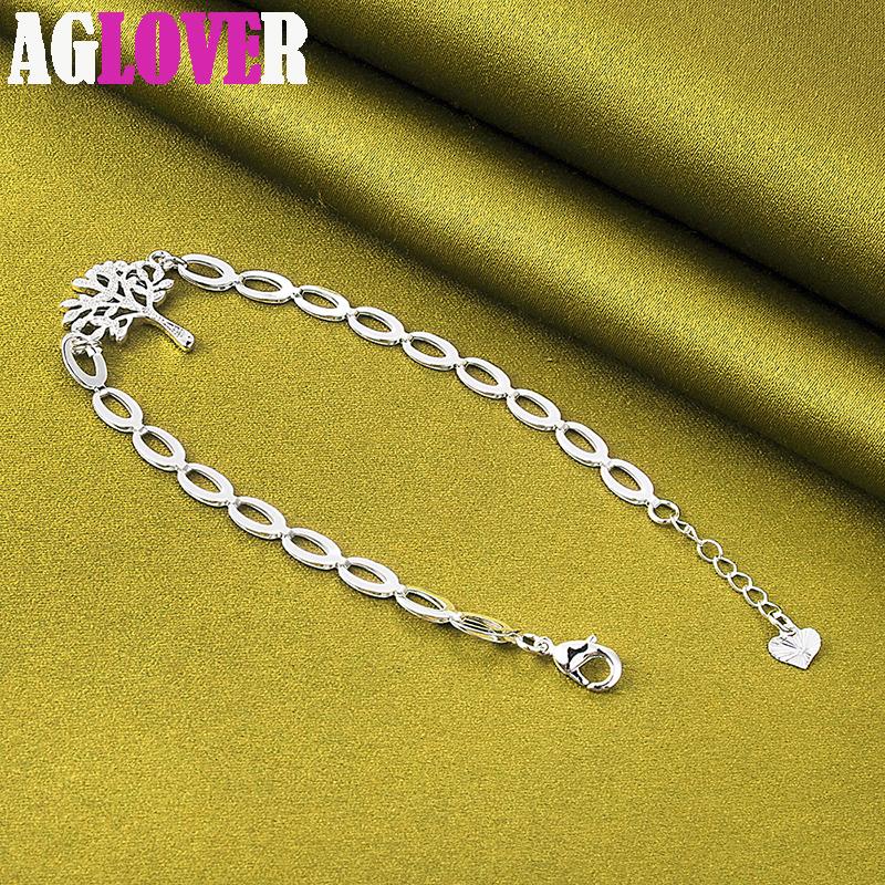 925 Sterling Silver Tree Heart Chain Bracelet Jewelry