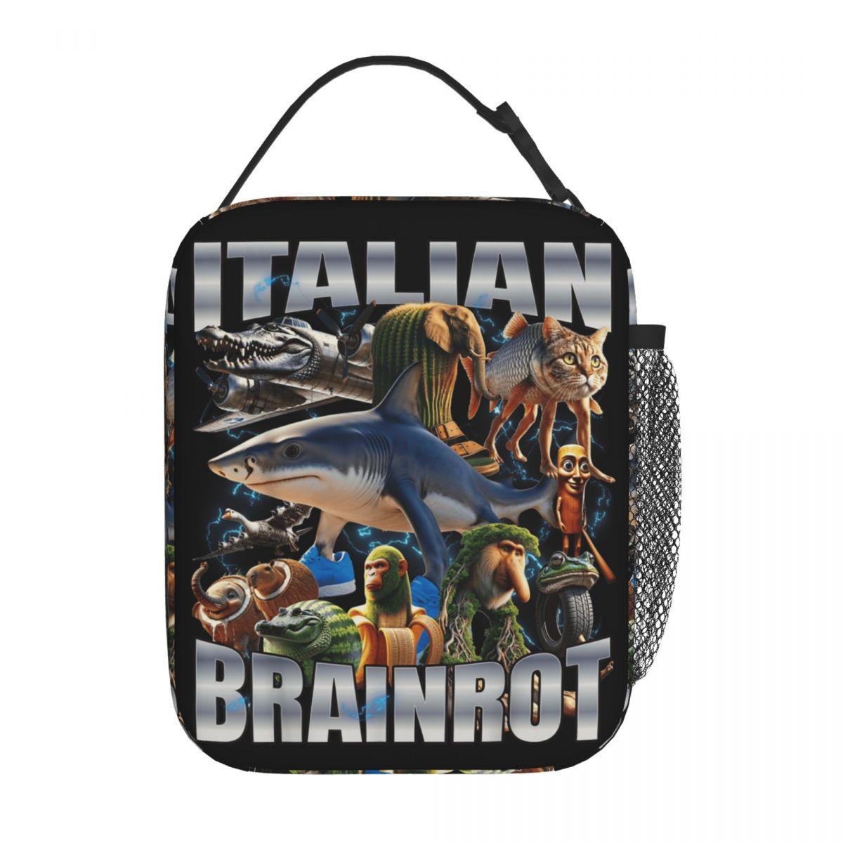 Bombardiro Crocodilo Lunchtas Italiaanse Hersenkronkel Draagbare Rits Lunchbox Picknick Koeltas Kawaii Oxford Thermische Lunchtassen 11cmx21cmx26cm