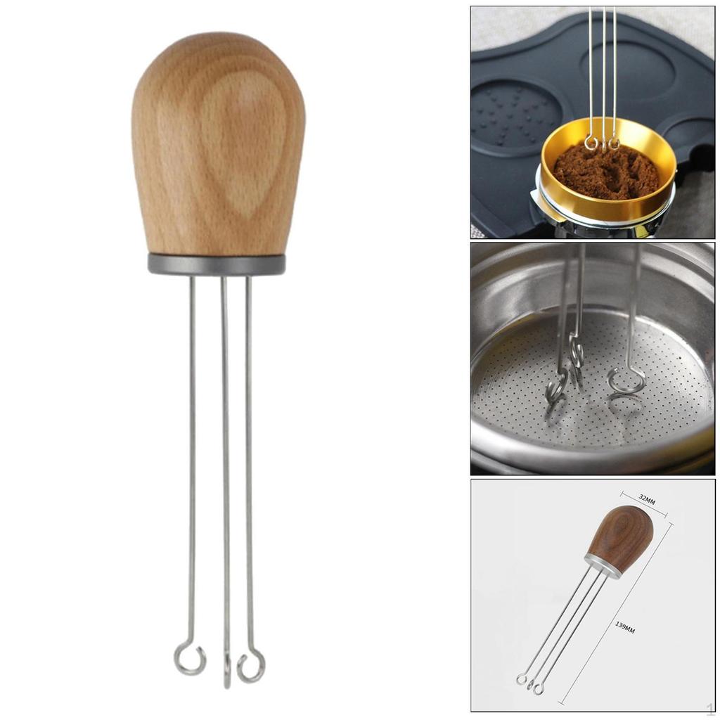 Wooden Coffee Tamper Espresso for . Stainless Steel Flat with Height Adjustable Handle