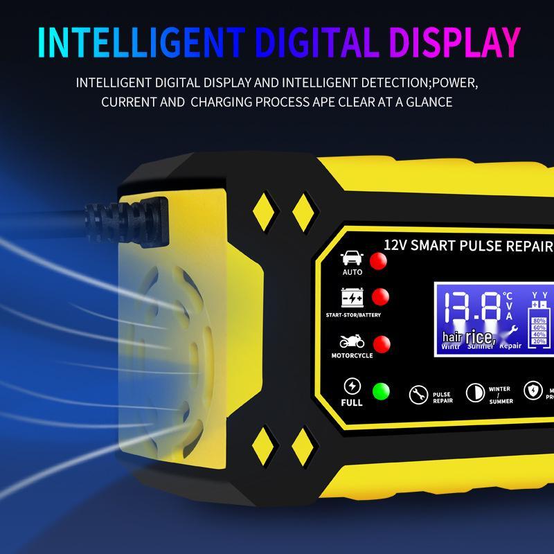 12V 6A Smart Pulse Lead-Acid Battery Charger for Car and Motorcycle