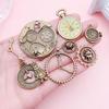 Vintage Green European Gear Pendant Clock Necklace Charm Components
