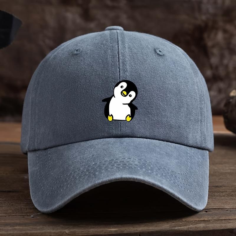 Cute Penguin Printed Baseball Hat Suitable for Outdoor Fishing and Travel Headwear Optimistic Design Comfortable Headwear