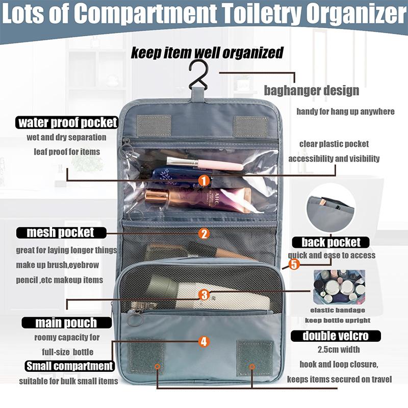 Hanging Travel Toiletry Bag,Large Capacity Cosmetic Organizer,Travel Toiletry Bag With Handle, Multi-pocket Hanging Toiletry Bag