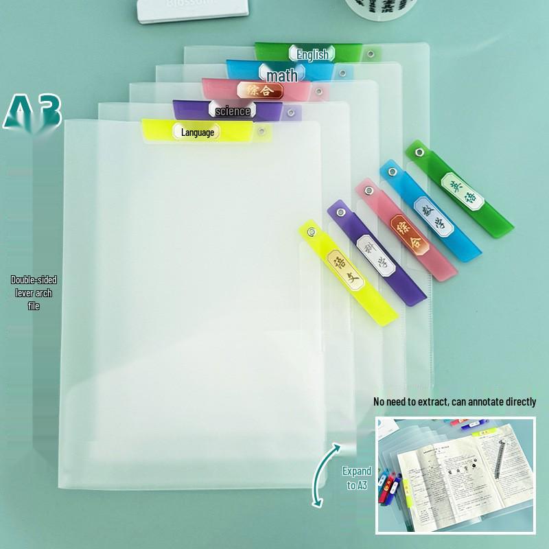 Thickened Double Rod Test Paper Organizer - Large Capacity File Bag with Pull Rod for Student Swivel Folders